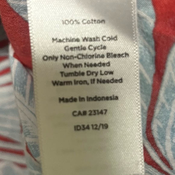 Talbots Blouse Oasis Palms Crinkle Gauze Poppver 100% Cotton Split Neck Sz 2X - Picture 7 of 7